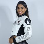 Jaqueta de Couro Feminina Paladin Branco Com Preto Lançamento - Club 21 Country