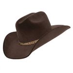 Chapéu Country Diamond Aba 10 Café com Bandinha de Strass Dourada 