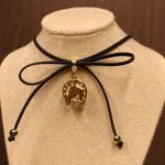 Choker Feminina Camurça Preta 