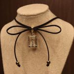 Choker Nossa Senhora Feminina Camurça Preta 