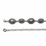 Cinto Corrente de Metal Country com Detalhes Esmaltados Verde Água 