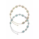 Cinto de Metal com Pedra Turquesa 