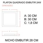 Painel Plafon Led 24w Embutir Quadrado Branco Frio 6500k Bivolt Avant