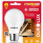 Lâmpada Inteligente Controled Sensor de Presença 9W Ourolux 6500K