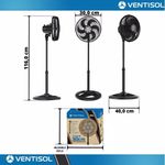 Ventilador de coluna Ventisol Turbo 6 preto com 6 pás, 30 cm de diâmetro 127 V