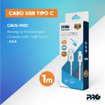 Cabo Dados Carregamento Usb C Tipo 3.0 1 Metro Pro Eletronic