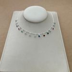 CHOKER COM 15 ZIRCÔNIA REDONDA COLORS PENDURADAS 35CM + 4CM DE EXTENSOR