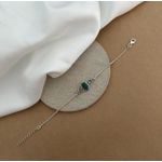 PULSEIRA PEDRA NATURAL JADE VERDE OVAL DETALHES ENVELHECIDO GRUMETT