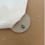 PULSEIRA ELO PORTUGUÊS COM PEDRA NATURAL BIPONTA QUARTZO VERDE