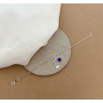 PULSEIRA ELOS OVAIS MENINO VAZADO ZIRCÔNIA SAFIRA PENDURADO