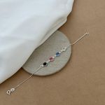 Pulseira 4 Zirconias Redondas Cristal/azul/rosa/onix Corrente Cartier