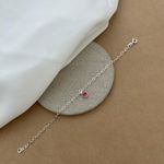 Pulseira 1 Zircônia Rosa Com Borda Pendurada Elos Ovais 