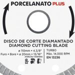 Disco Corte Diamantado Turbo Porcelanato Plus 110mm Cortag 61314