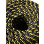 Corda Nylon Torcida 10mm Zebrada Amarela E Preta Pesca Nautica 11kg 220m