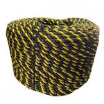Corda Nylon Torcida 10mm Zebrada Amarela E Preta Pesca Nautica 11kg 220m