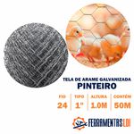 Tela Arame Pinteiro Aves 1,0m X 50m Bwg 24 Ferramentas Ldi