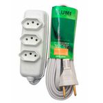 EXTENSÃO ECONÔMICA 2P+T 10A 8MT BRANCO 3TOMADAS ILUMI