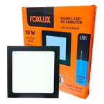PLAFON LED 18W QUADRADO EMBUTIR 6500K PRETO BIVOLT FOXLUX 