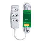 EXTENSÃO COMPACTA PP 2P+T 10A 5MT BRANCO 3TOMADAS ILUMI