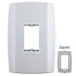 PLACA COM SUPORTE 4X2 1 MÓDULO VERTICAL SLIM