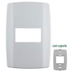 PLACA COM SUPORTE 4X2 1 MÓDULO HORIZONTAL SLIM
