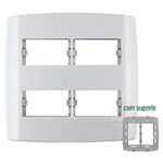PLACA COM SUPORTE 4X4 2+2 MÓDULO HORIZONTAL SLIM