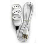 EXTENSÃO COMPACTA PP 2P+T 20A 5MT BRANCO 3TOMADAS ILUMI