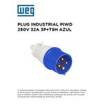 PLUG INDUSTRIAL 250V 32A 3P+T 9H AZUL WEG