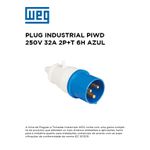 PLUGUE INDUSTRIAL 250V 32A 2P+T 6H AZUL WEG