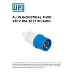 PLUG INDUSTRIAL 250V 16A 2P+T 6H AZUL WEG