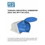 TOMADA SOBREPOR INDUSTRIAL 250V 16A 3P+T 9H AZUL WEG