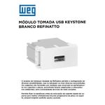 MODULO TOMADA USB BIVOLT KEYSTONE BRANCO REFINATTO