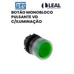 BOTÃO MONOBLOCO PULSANTE VERDE COM ILUMINAÇÃO WEG