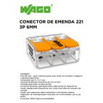 CONECTOR DE EMENDA 221 3P P/ CABO ATÉ 6MM 41A WAGO