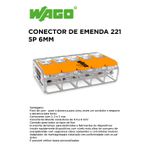 CONECTOR DE EMENDA 221 5P P/ CABO ATÉ 6MM 41A WAGO