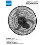 VENTILADOR OSCILANTE PAREDE 220V 60CM PP PRETO