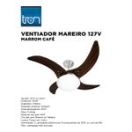 VENTILADOR TETO MAREIRO 127V MARROM CAFÉ