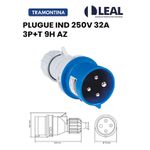 PLUGUE INDUSTRIAL 250V 32A 3P+T 9H AZ - TRAMONTINA 