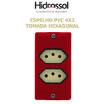 ESPELHO PVC COND VERMELHA TOMADA HEXAGONAL HORIZONTAL DUPLO 4X2 HIDROSSOL