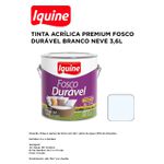 TINTA ACRÍLICA PREMIUM FOSCO DURÁVEL BRANCO NEVE LATA 3,6L IQUINE