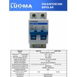 DISJUNTOR DIN BIPOLAR 6A 