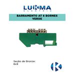 BARRAMENTO ATERRAMENTO COM 6 BORNES VERDE LUKMA