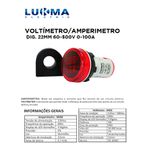 VOLTIMETRO/AMPERÍMETRO DIGÍTAL 22MM VERMELHO 12V-500V 0-100A LUKMA