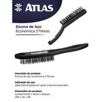 ESCOVA DE AÇO ECONCÔMICA 3 FILEIRAS ATLAS