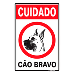 PLACA EM POLIESTILENO 20X30 CUIDADO CÃO BRAVO