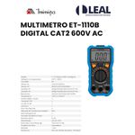 MULTIMETRO ET-1110B DIGITAL CAT2 600V AC MINIPA