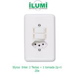 CONJUNTO INTERRUPTOR SIMPLES E PARALELO 6A COM TOMADA 2P+T 20A 250V STYLUS ILUMI