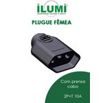 PLUGUE FÊMEA COM PRENSA CABO 2P+T 10A PRETO ILUMI