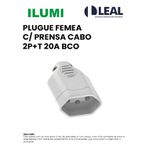 PLUGUE FÊMEA COM PRENSA CABO 2P+T 20A BRANCO ILUMI