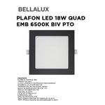 PLAFON LED 18W QUADRADO EMBUTIR 6500K BIV PTO BELLALUX
